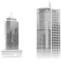 Set of different skyscraper buildings isolated on white 1
